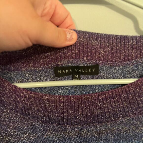 Napa Valley Ombre Stripe Sweater Women's Size Medium Purple Blue Cotton Blend - Picture 4 of 7
